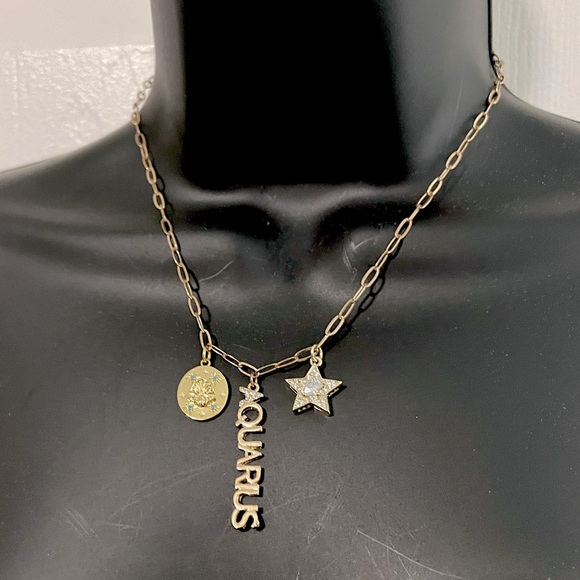Aquarius Charm Necklace - Handmade - Picture 1 of 3